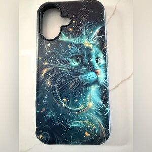 Blue and Gold Cat Design I16 Phone Case